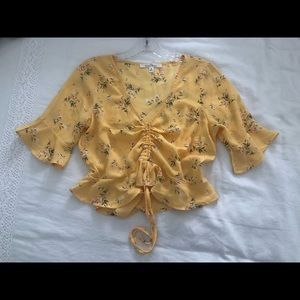 Ruched tie floral top
